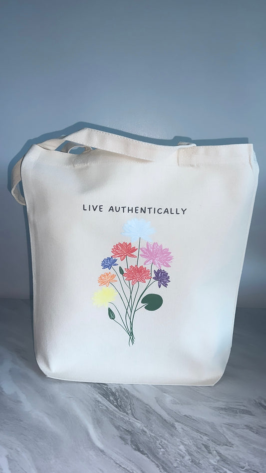 LIVE AUTHENTICALLY TOTE BAG